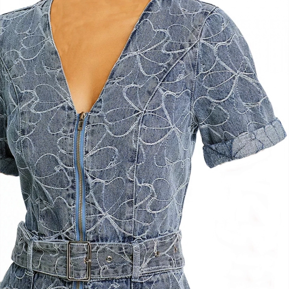 Women's Jacquard denim jumpsuit (2)