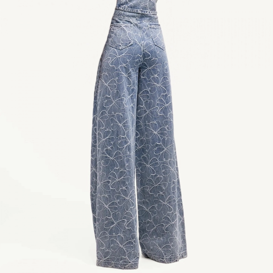 Women's jacquard denim trousers (3)