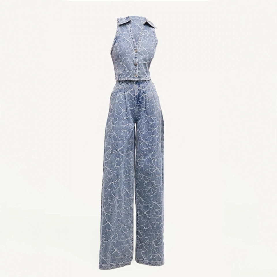 Women's jacquard denim trousers (4)