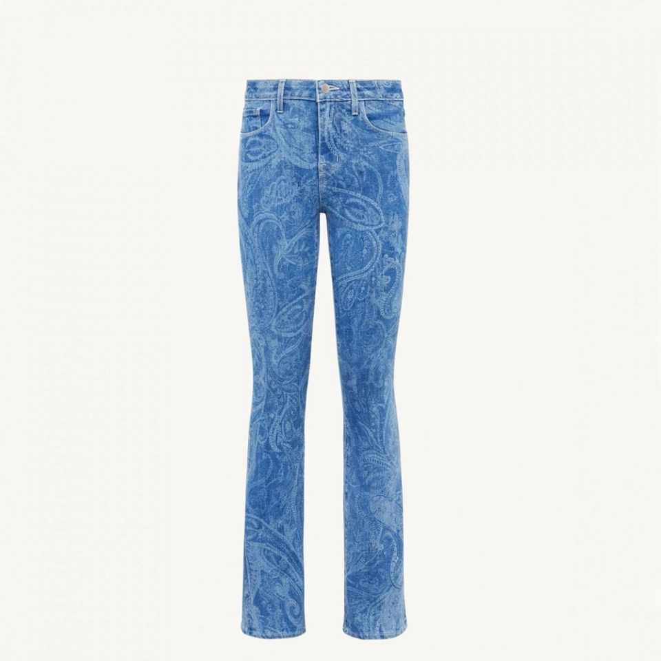 Women's laser printed denim pants