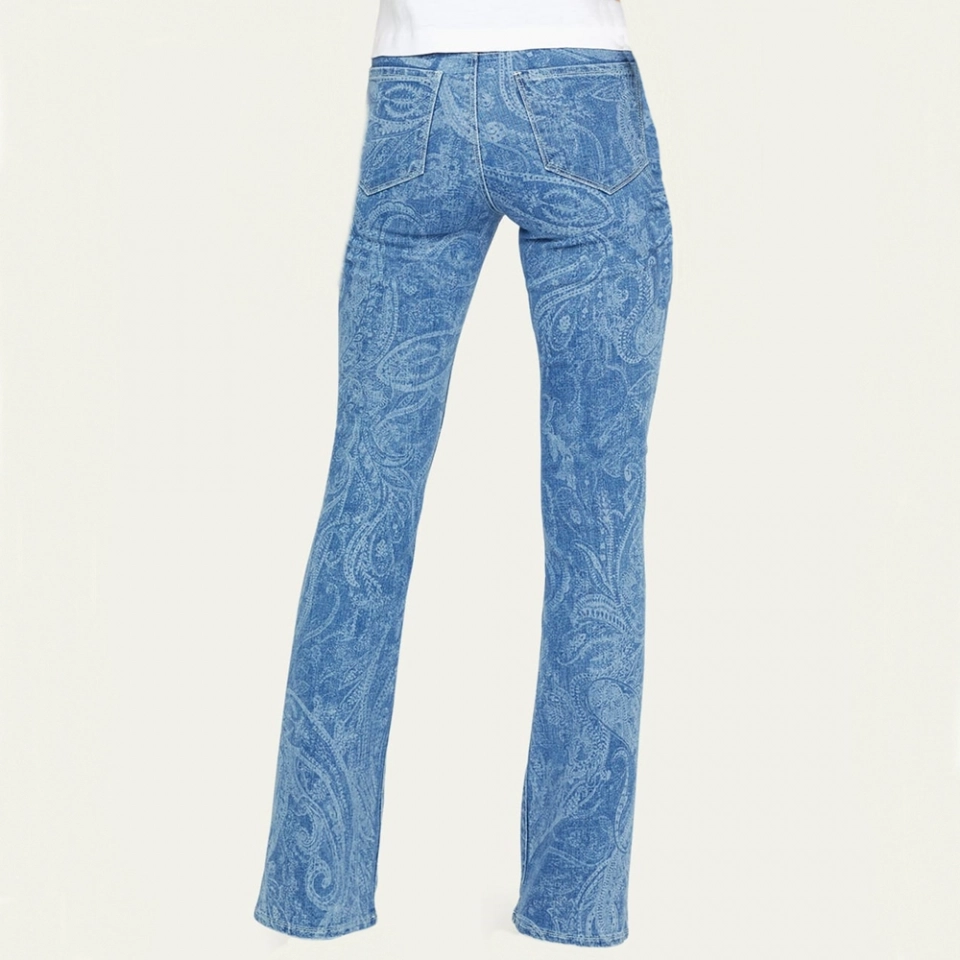 Women's laser printed denim pants (2)