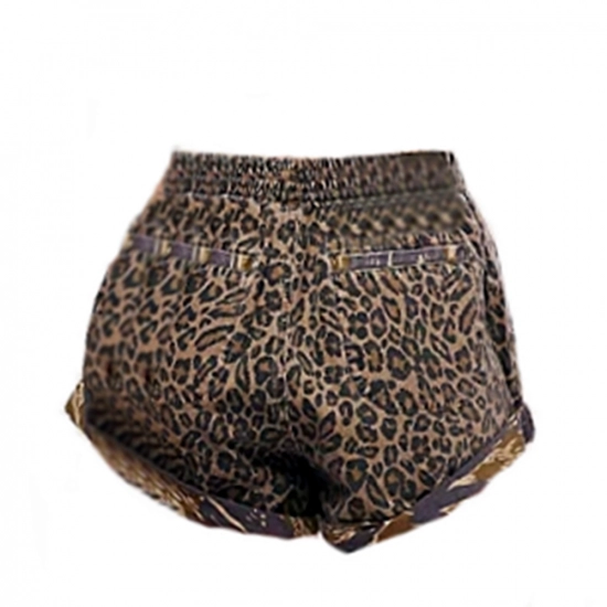 Women's shorts, leopard print + camouflage print mix
