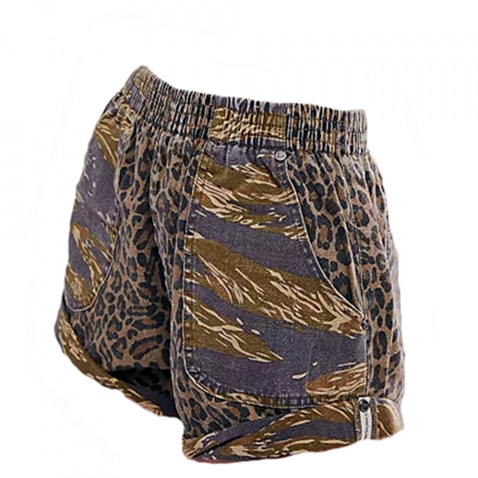 Women's shorts, leopard print + camouflage print mix (2)