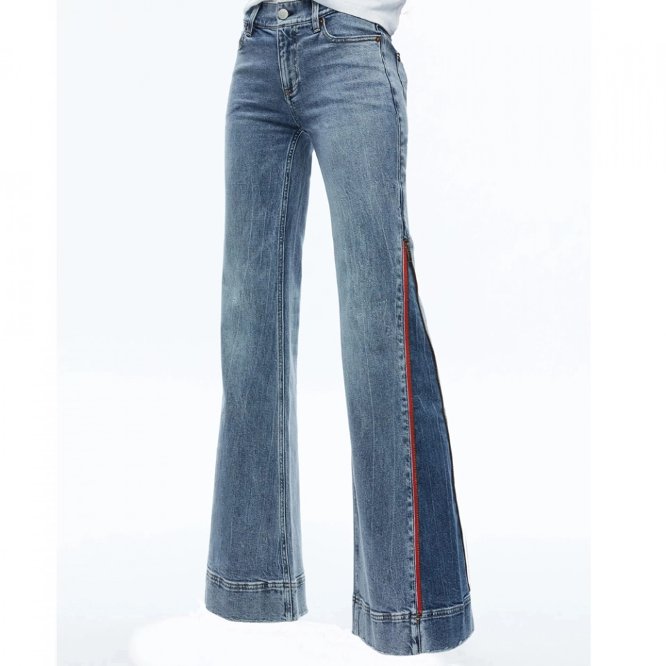 Women's Side seam zipper flared jeans (2)