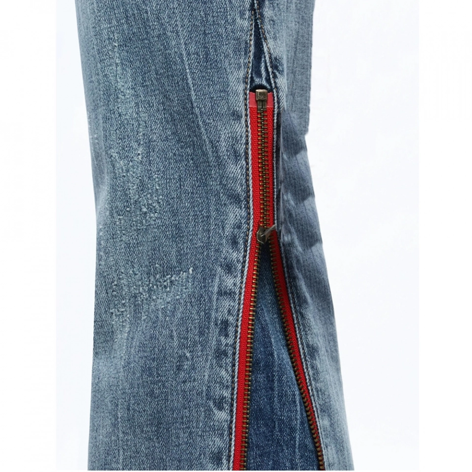 Women's Side seam zipper flared jeans (3)