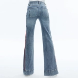 Women's Side seam zipper flared jeans (4)