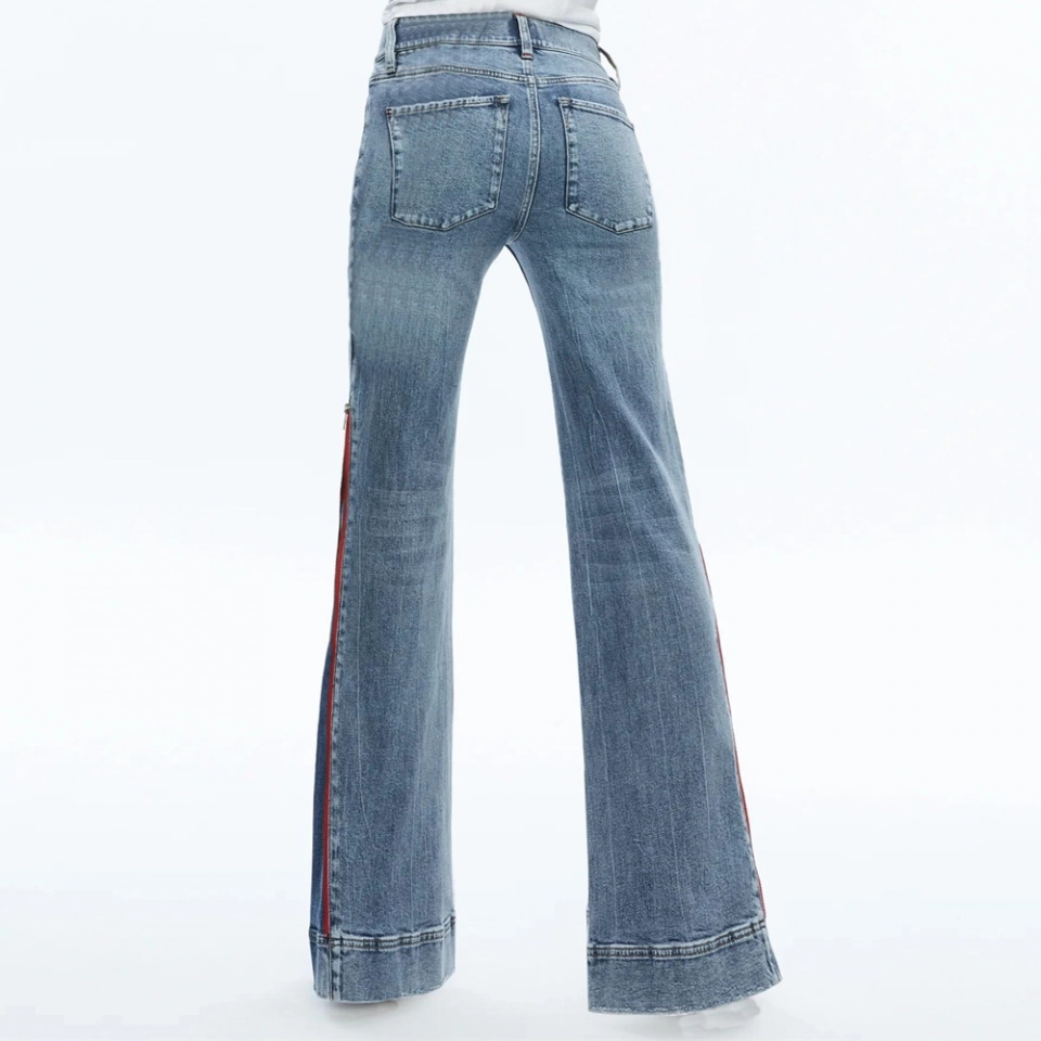 Women's Side seam zipper flared jeans (4)